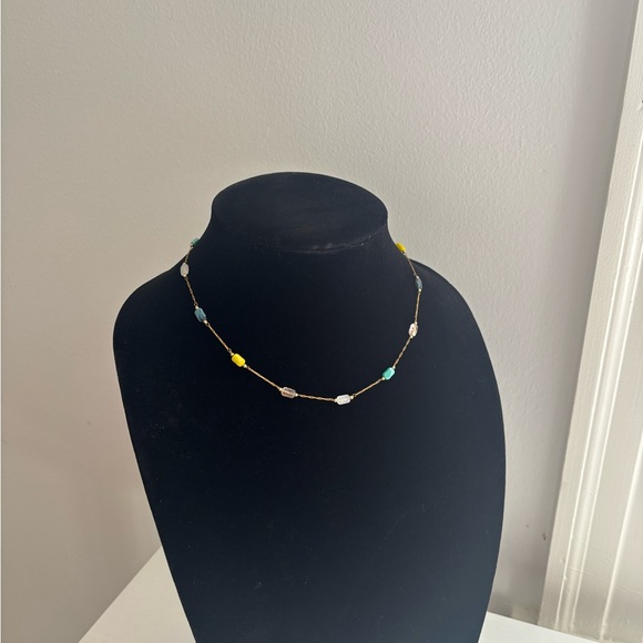 Delicate Multicolor Bead Station Necklace - Women Jewelry - Picture 5 of 5